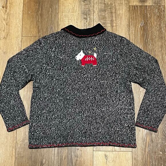 NWT Designer Originals Scottie Dog Holiday Knit Cardigan Sweater Sz M Embroidery - Picture 4 of 9